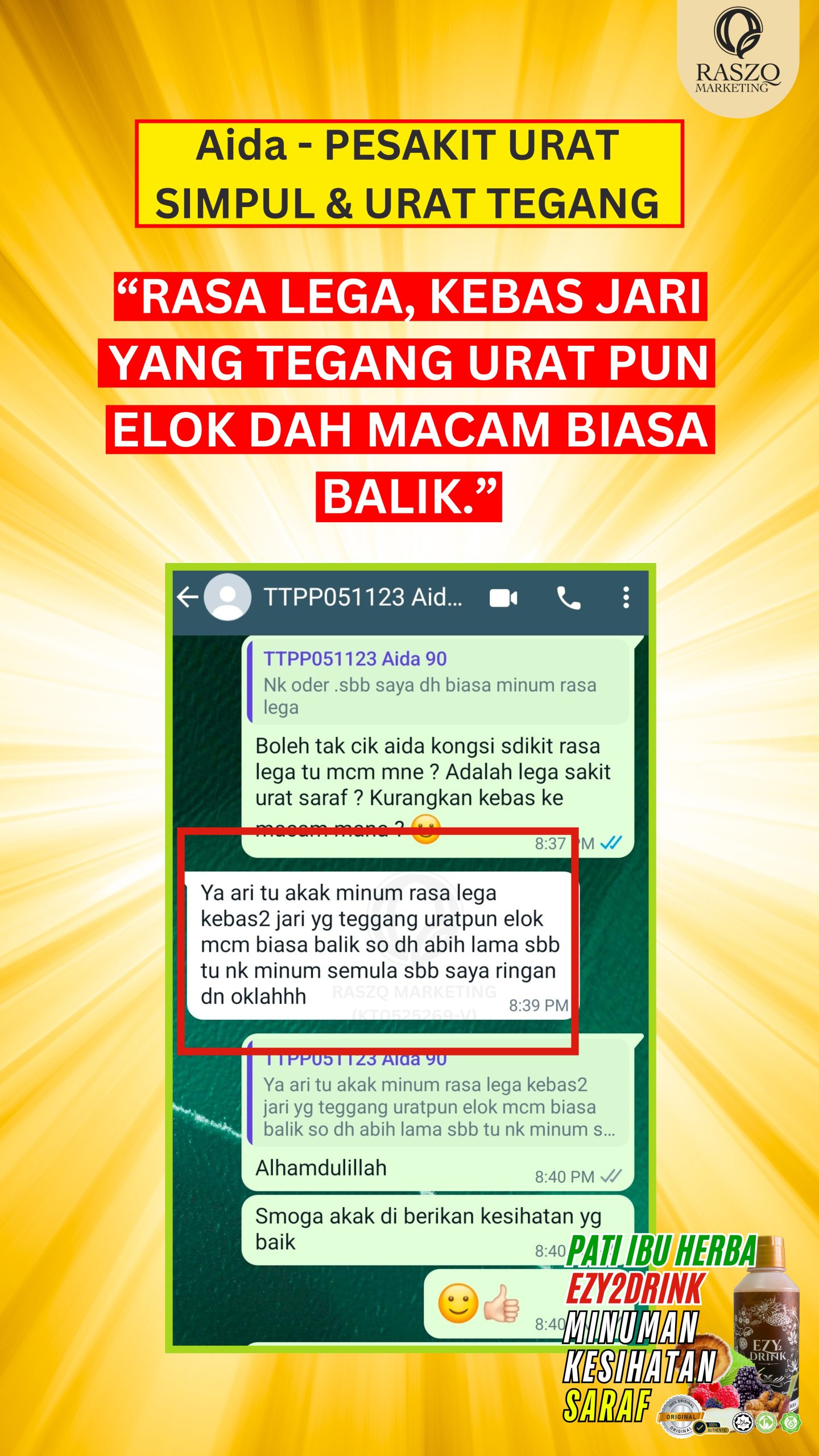 Ubat Saraf Kebas Tangan Mencucuk Sakit Sendi Kencing manis diabetis darah tinggi ubat herba semulajadi ezy2drink2