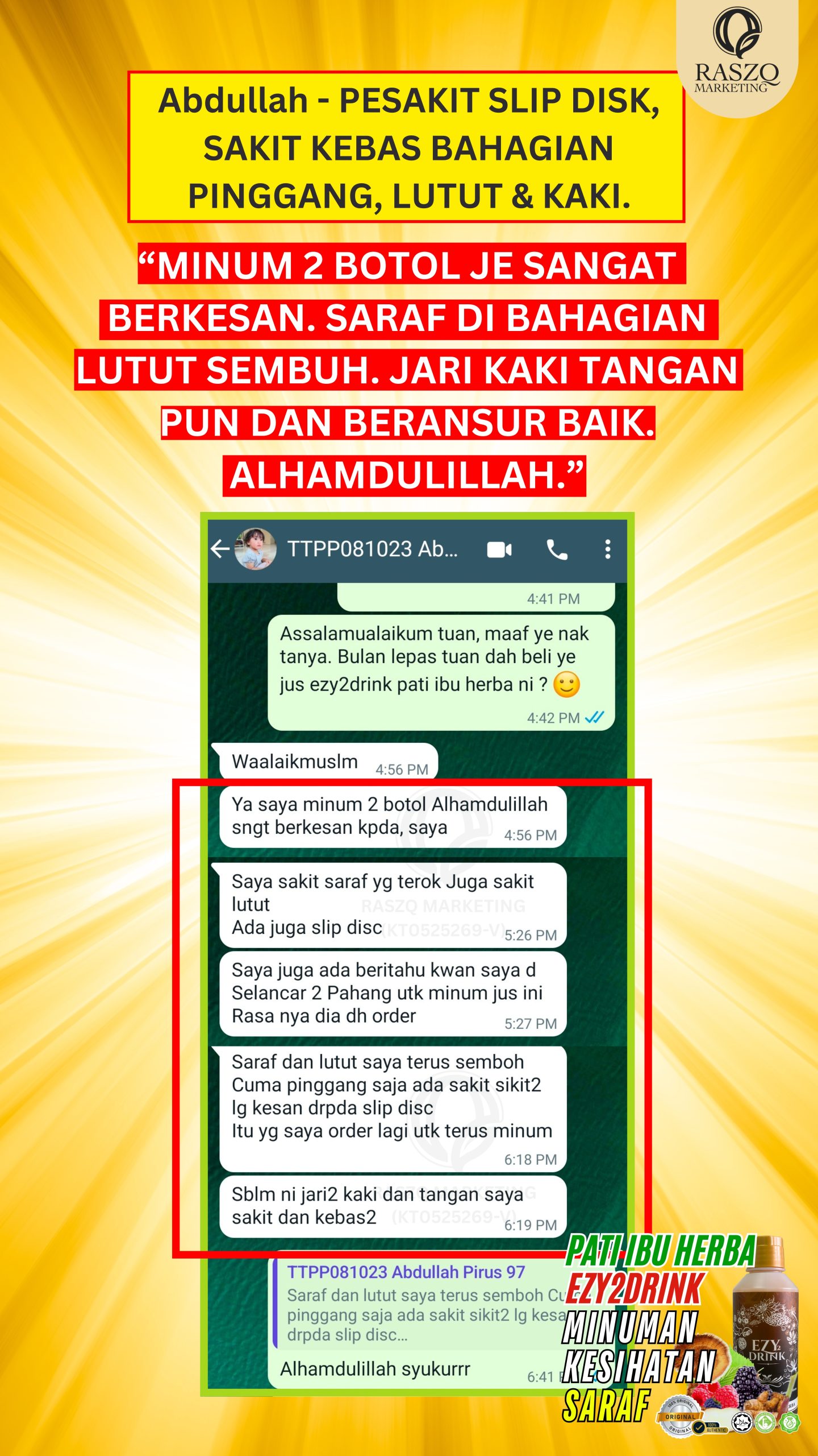 Ubat Saraf Kebas Tangan Mencucuk Sakit Sendi Kencing manis diabetis darah tinggi ubat herba semulajadi ezy2drink3