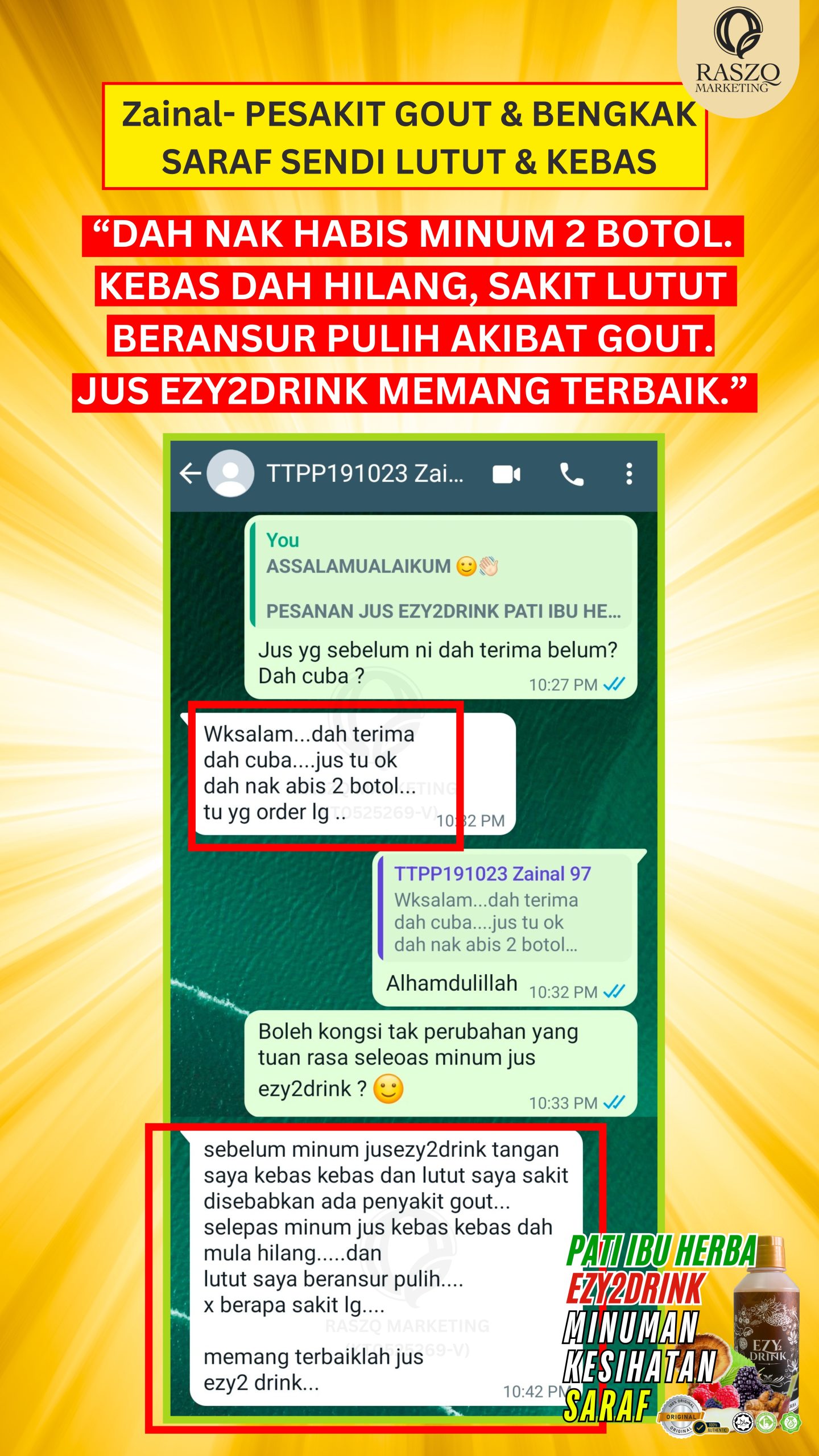 Ubat Saraf Kebas Tangan Mencucuk Sakit Sendi Kencing manis diabetis darah tinggi ubat herba semulajadi ezy2drink4
