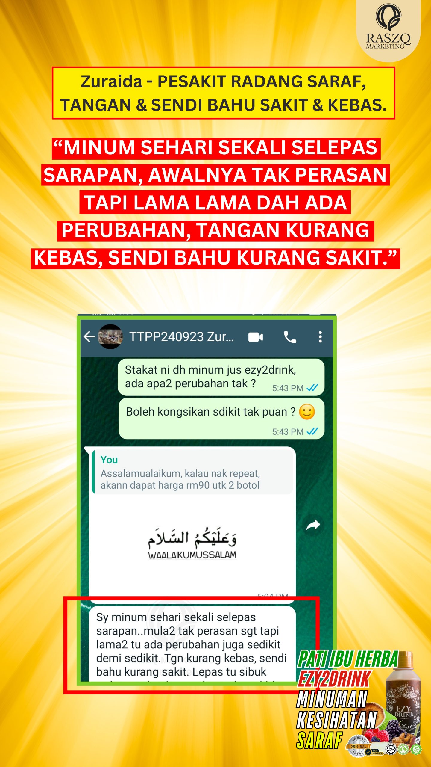 Ubat Saraf Kebas Tangan Mencucuk Sakit Sendi Kencing manis diabetis darah tinggi ubat herba semulajadi ezy2drink5