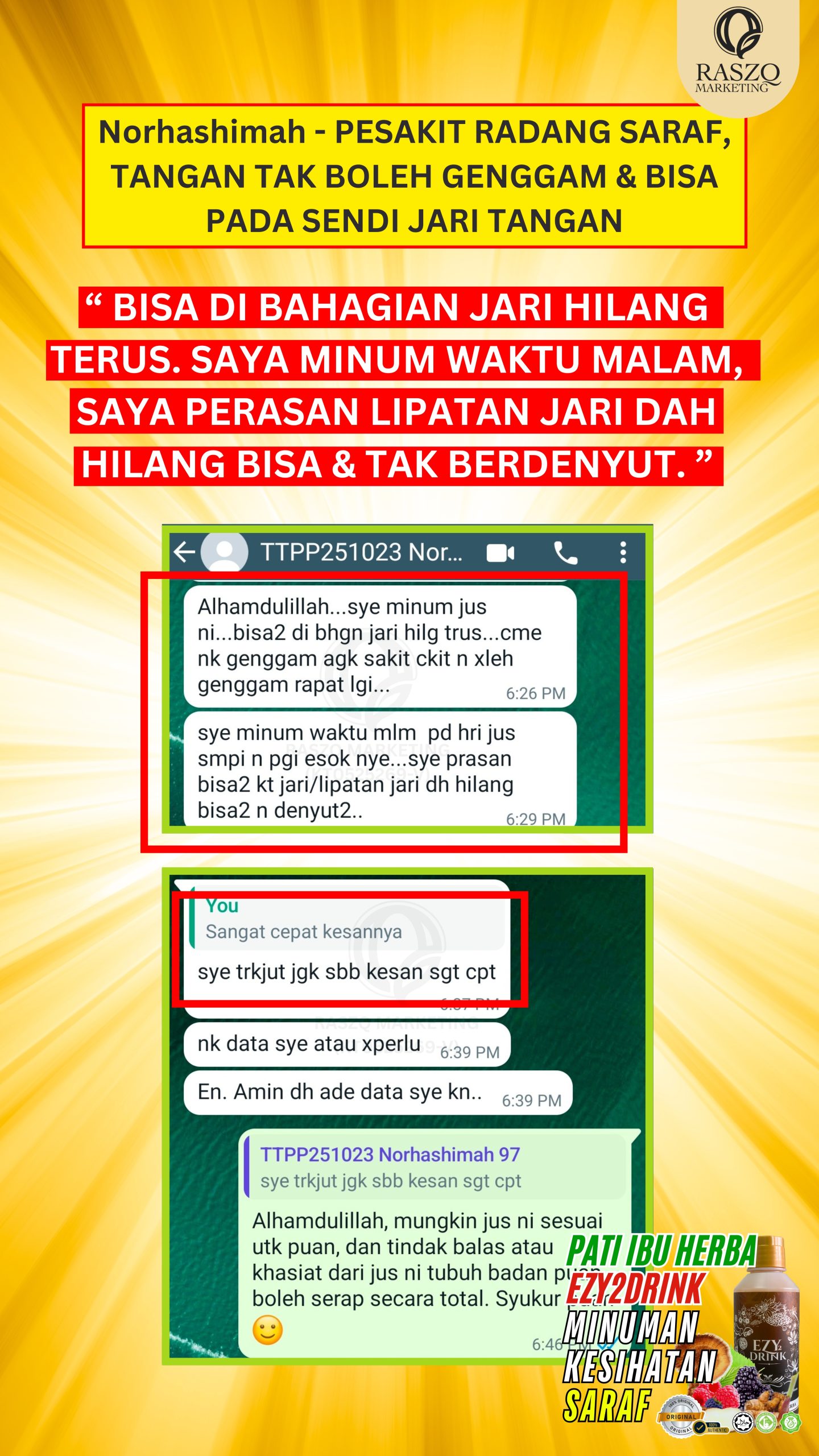 Ubat Saraf Kebas Tangan Mencucuk Sakit Sendi Kencing manis diabetis darah tinggi ubat herba semulajadi ezy2drink6