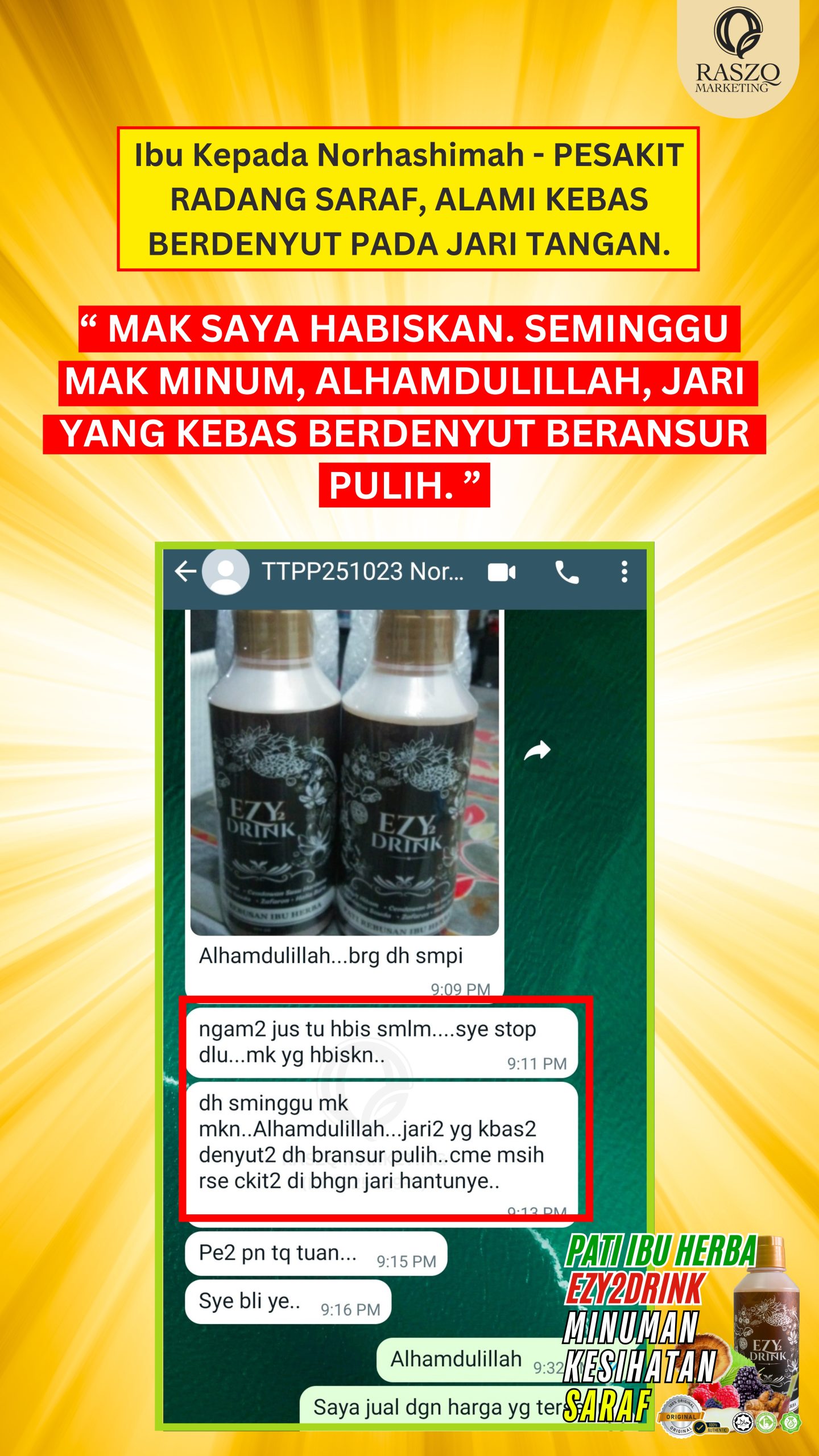 Ubat Saraf Kebas Tangan Mencucuk Sakit Sendi Kencing manis diabetis darah tinggi ubat herba semulajadi ezy2drink7